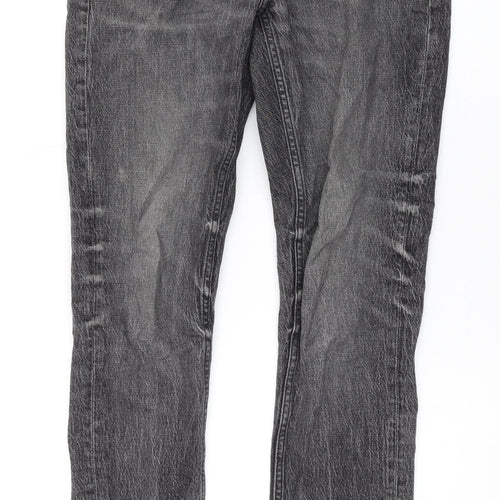 ASOS Mens Grey Cotton Straight Jeans Size 30 in L30 in Regular Zip