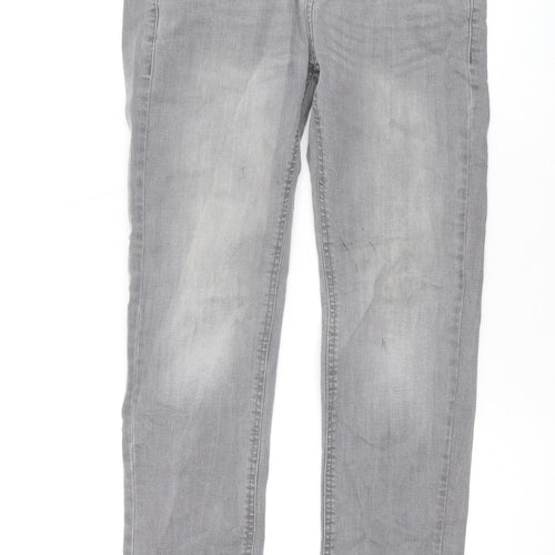 Denim & Co. Mens Grey Cotton Straight Jeans Size 28 in L29 in Regular Button