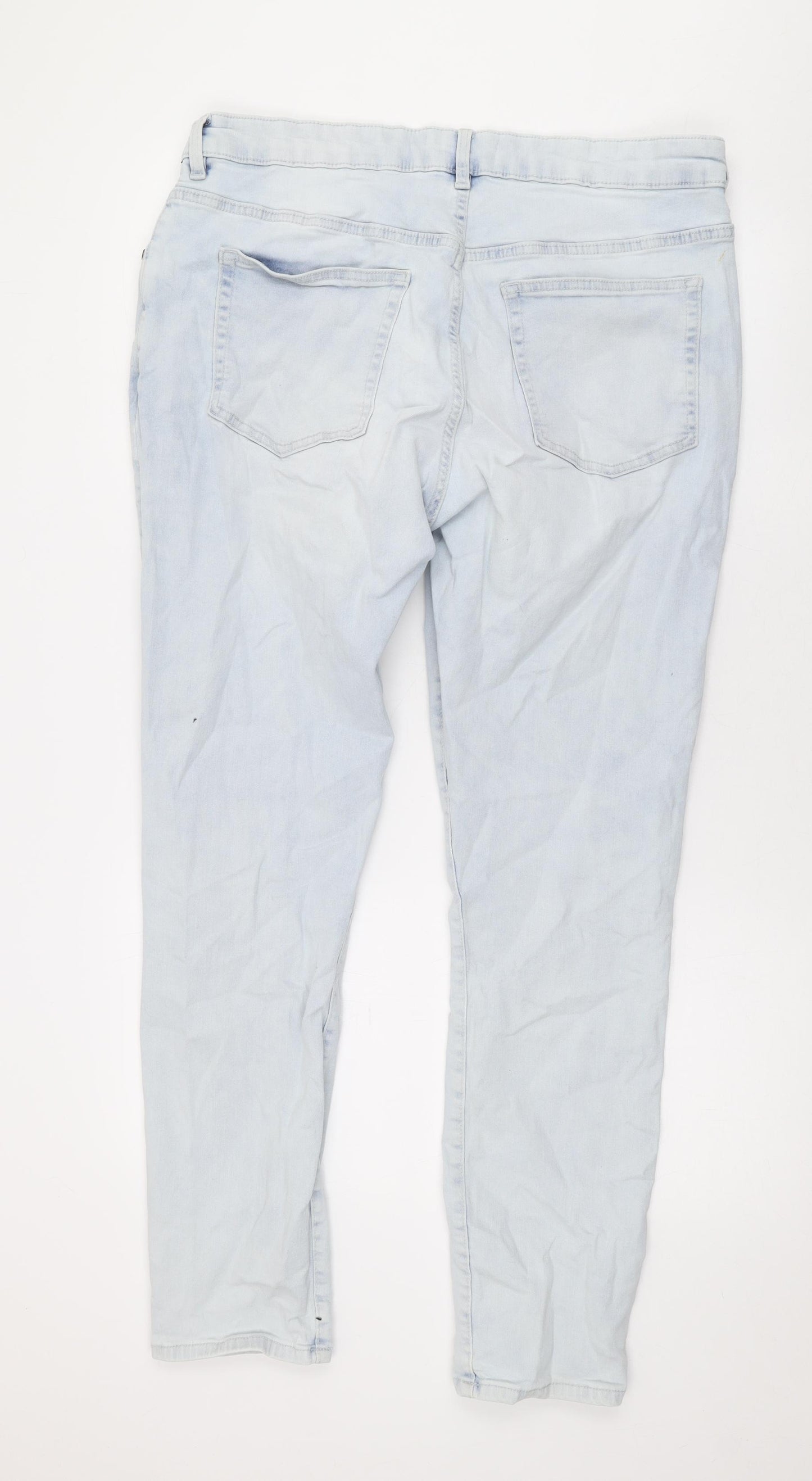 Easy Mens Blue Cotton Straight Jeans Size 38 in L28 in Regular Zip