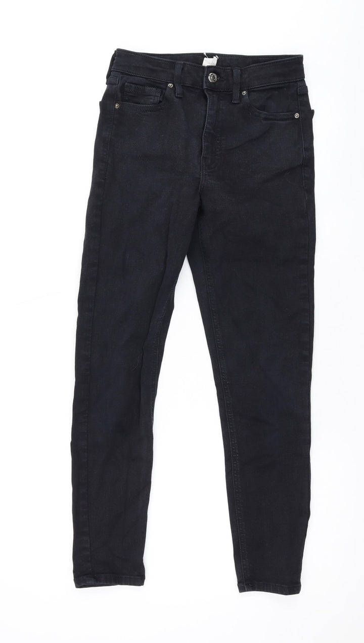 Topshop Womens Black Cotton Skinny Jeans Size 25 in L26 in Regular Zip