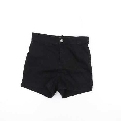 Denim & Co. Womens Black Cotton Hot Pants Shorts Size 8 Regular Zip