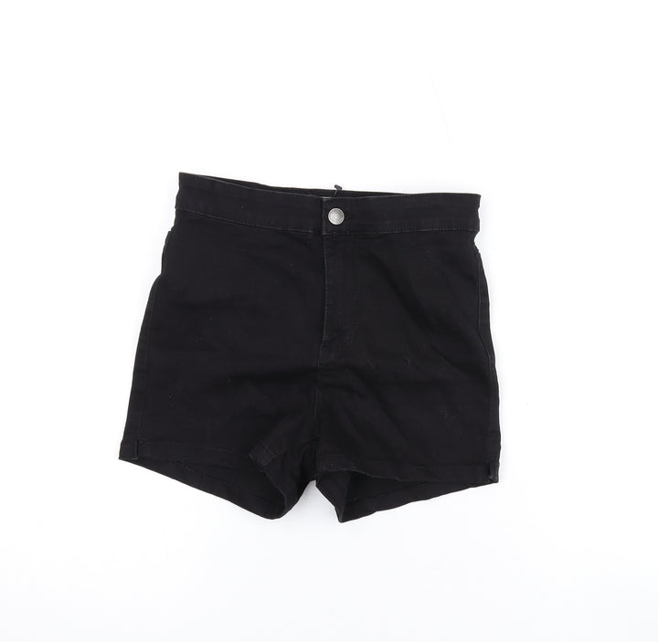 Denim & Co. Womens Black Cotton Hot Pants Shorts Size 8 Regular Zip