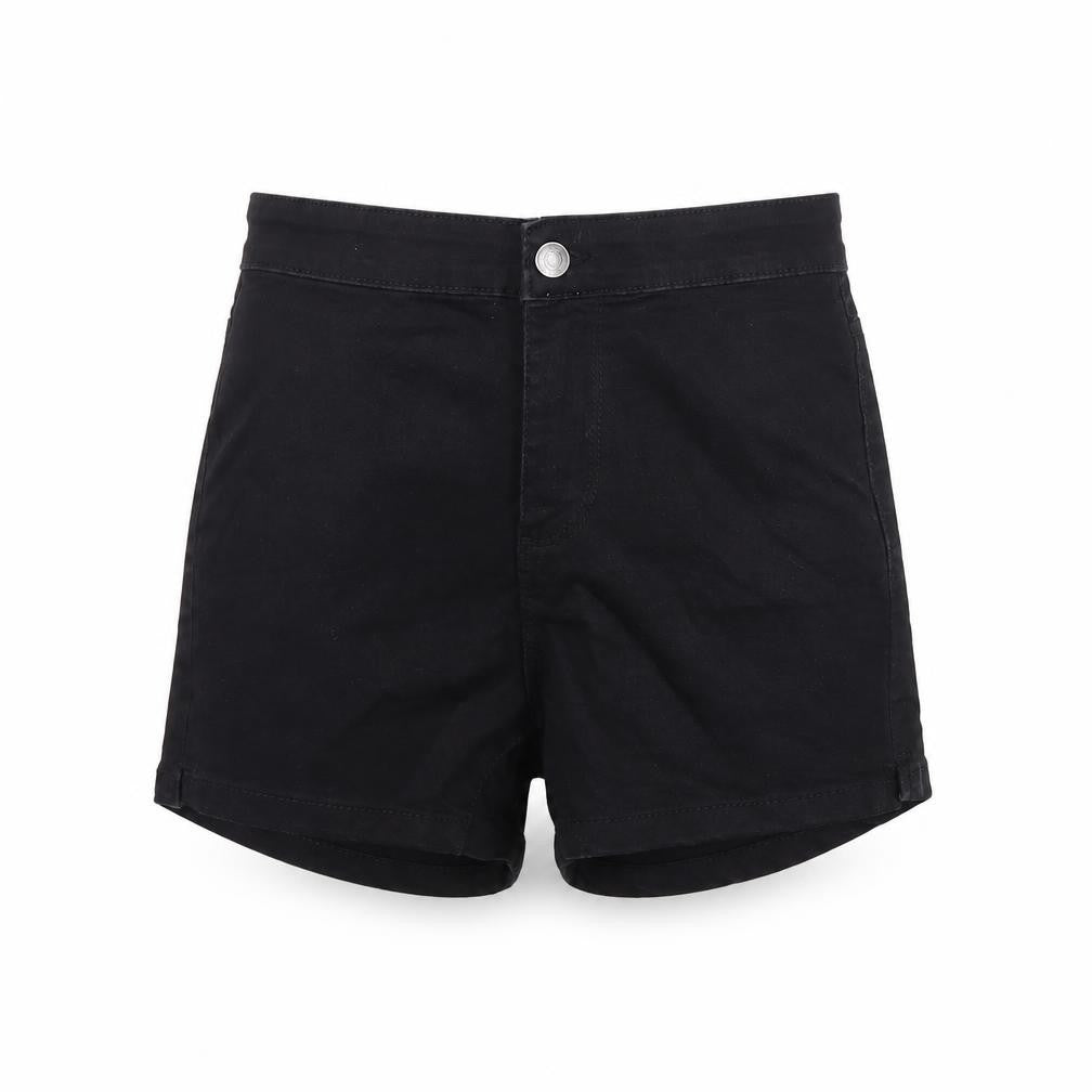 Denim & Co. Womens Black Cotton Hot Pants Shorts Size 8 Regular Zip