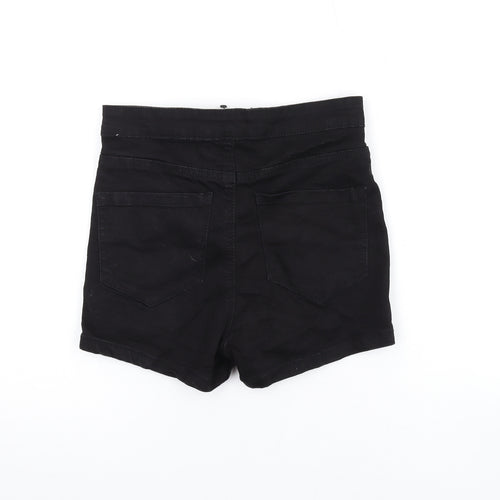 Denim & Co. Womens Black Cotton Hot Pants Shorts Size 8 Regular Zip