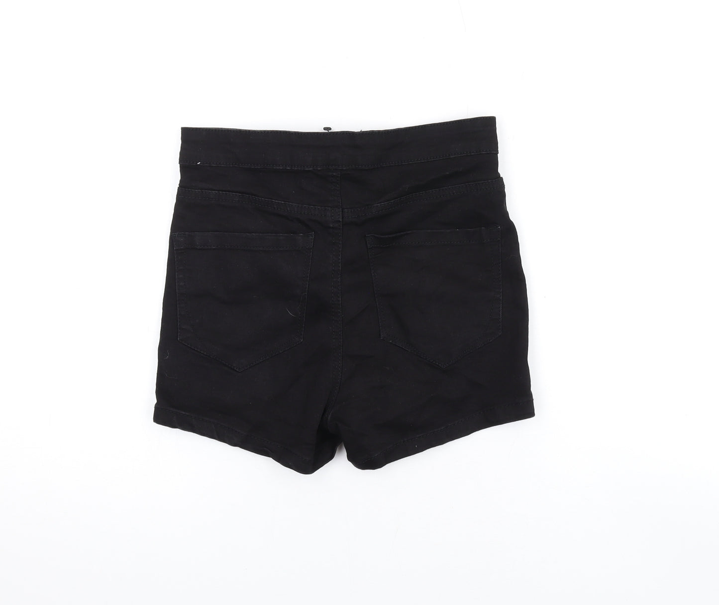 Denim & Co. Womens Black Cotton Hot Pants Shorts Size 8 Regular Zip