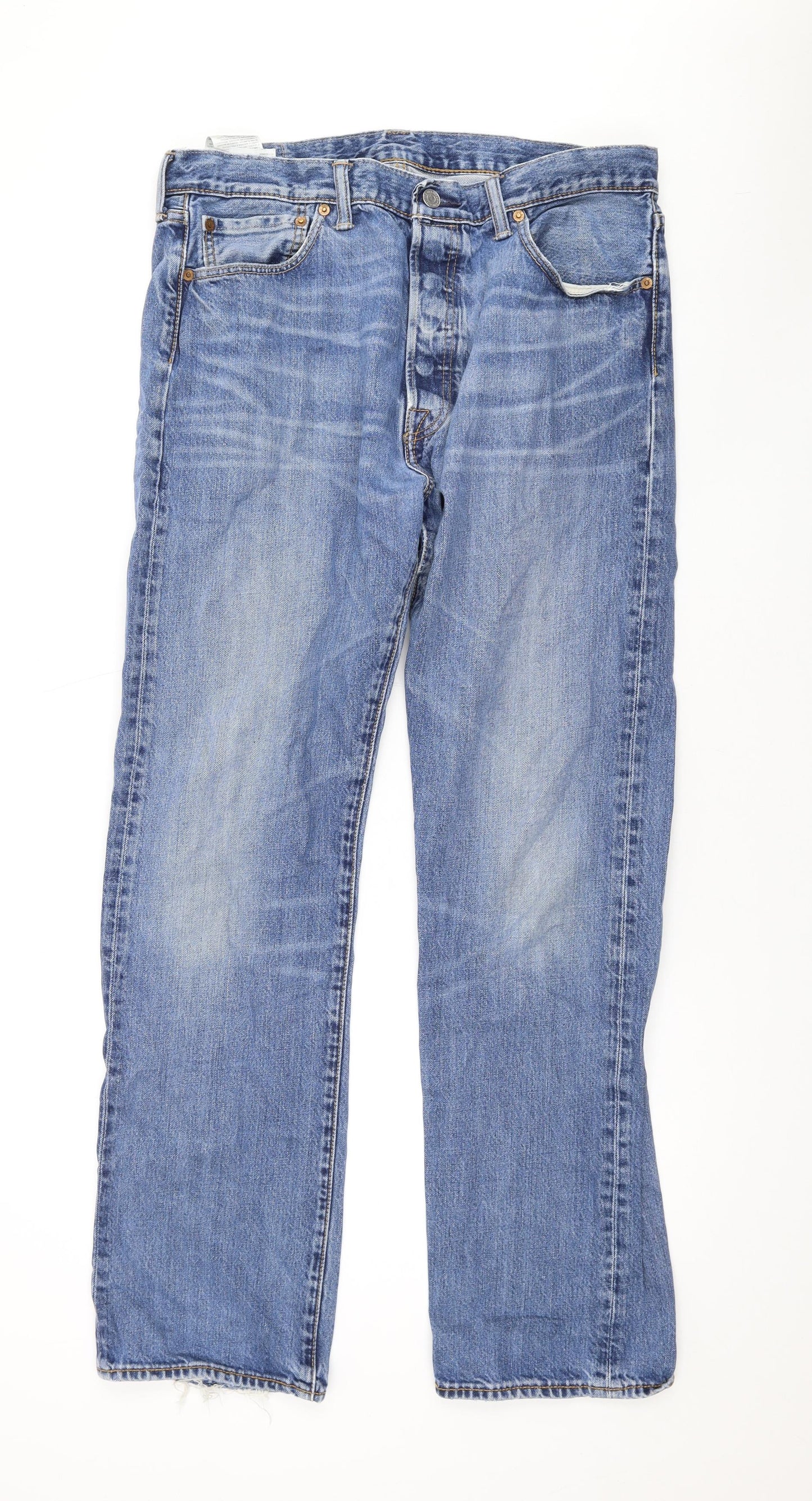 Levi's Mens Blue Cotton Bootcut Jeans Size 34 in L30 in Regular Button