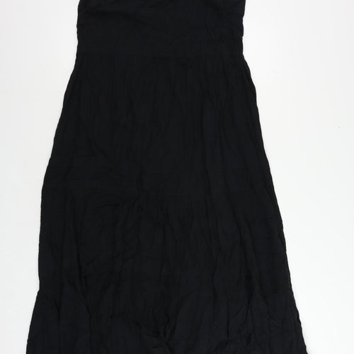 M&Co Womens Black Viscose Maxi Size 10 Square Neck Tie - Tie Shoulder