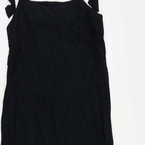 M&Co Womens Black Viscose Maxi Size 10 Square Neck Tie - Tie Shoulder