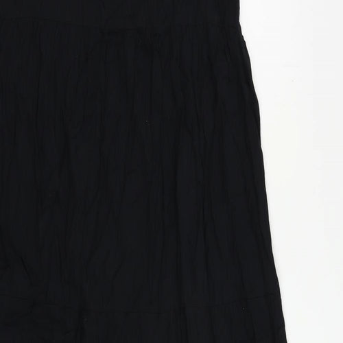 M&Co Womens Black Viscose Maxi Size 10 Square Neck Tie - Tie Shoulder