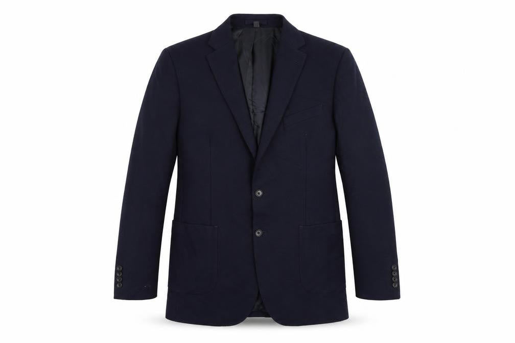 Front view of Marks & Spencer men’s blue polyamide jacket suit jacket, size 42, regular