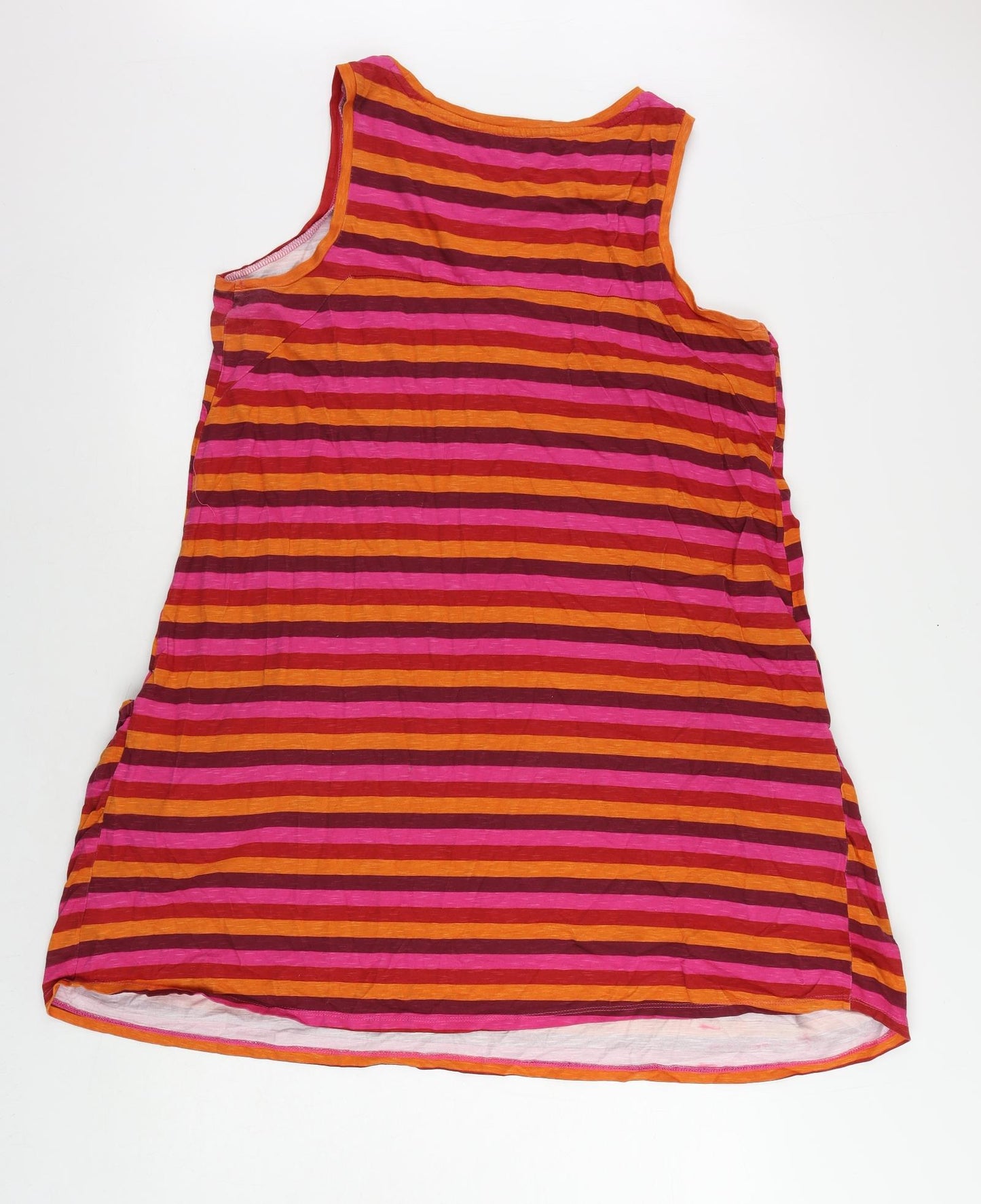NEXT Womens Multicoloured Striped Cotton Tank Dress Size 18 Round Neck Pullover
