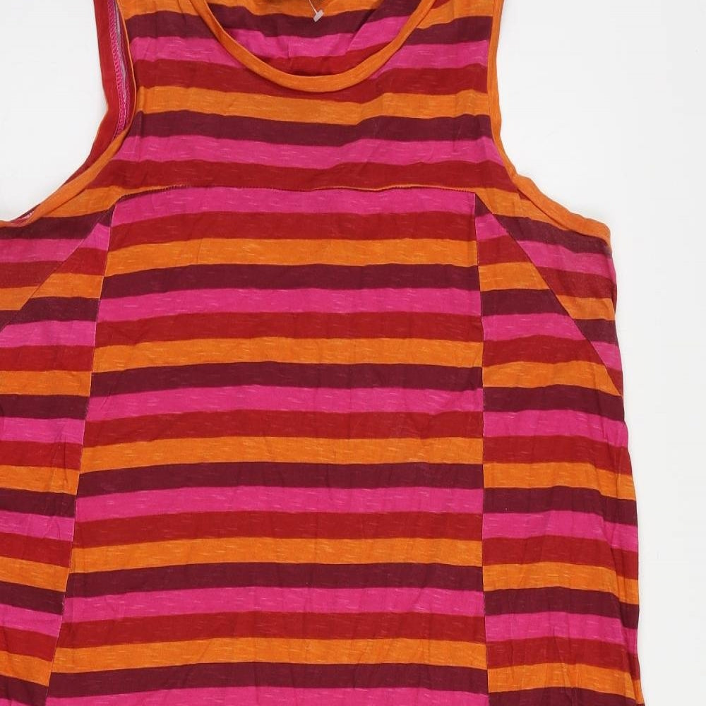 NEXT Womens Multicoloured Striped Cotton Tank Dress Size 18 Round Neck Pullover