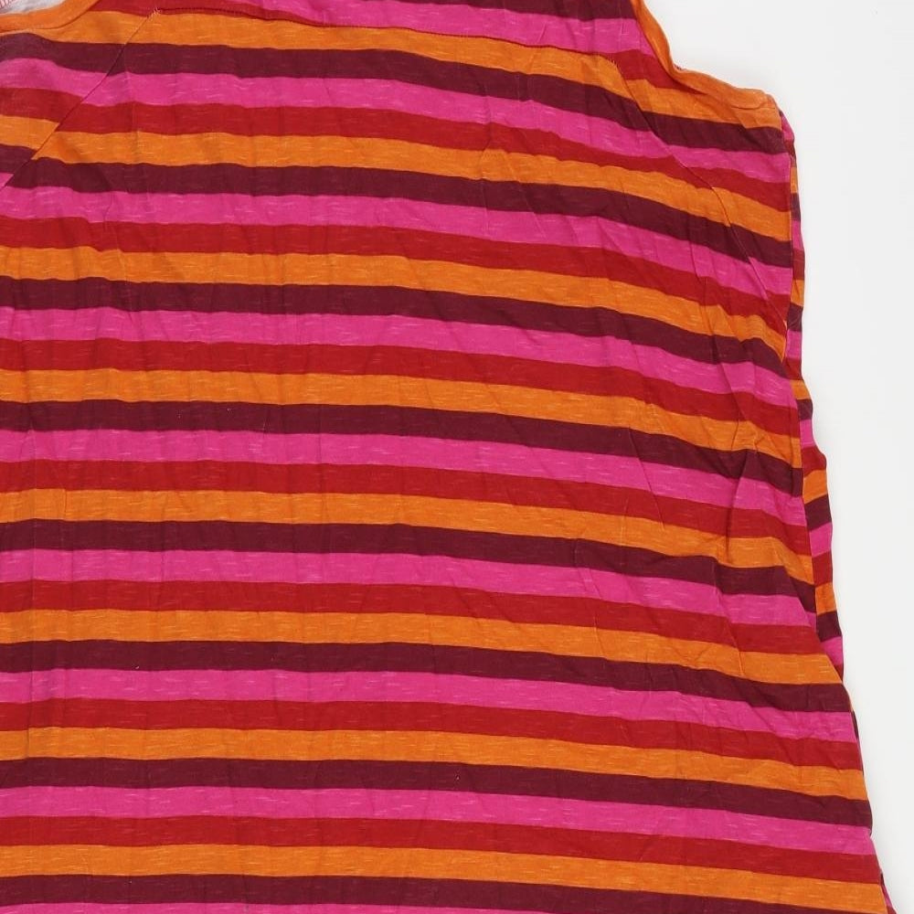 NEXT Womens Multicoloured Striped Cotton Tank Dress Size 18 Round Neck Pullover