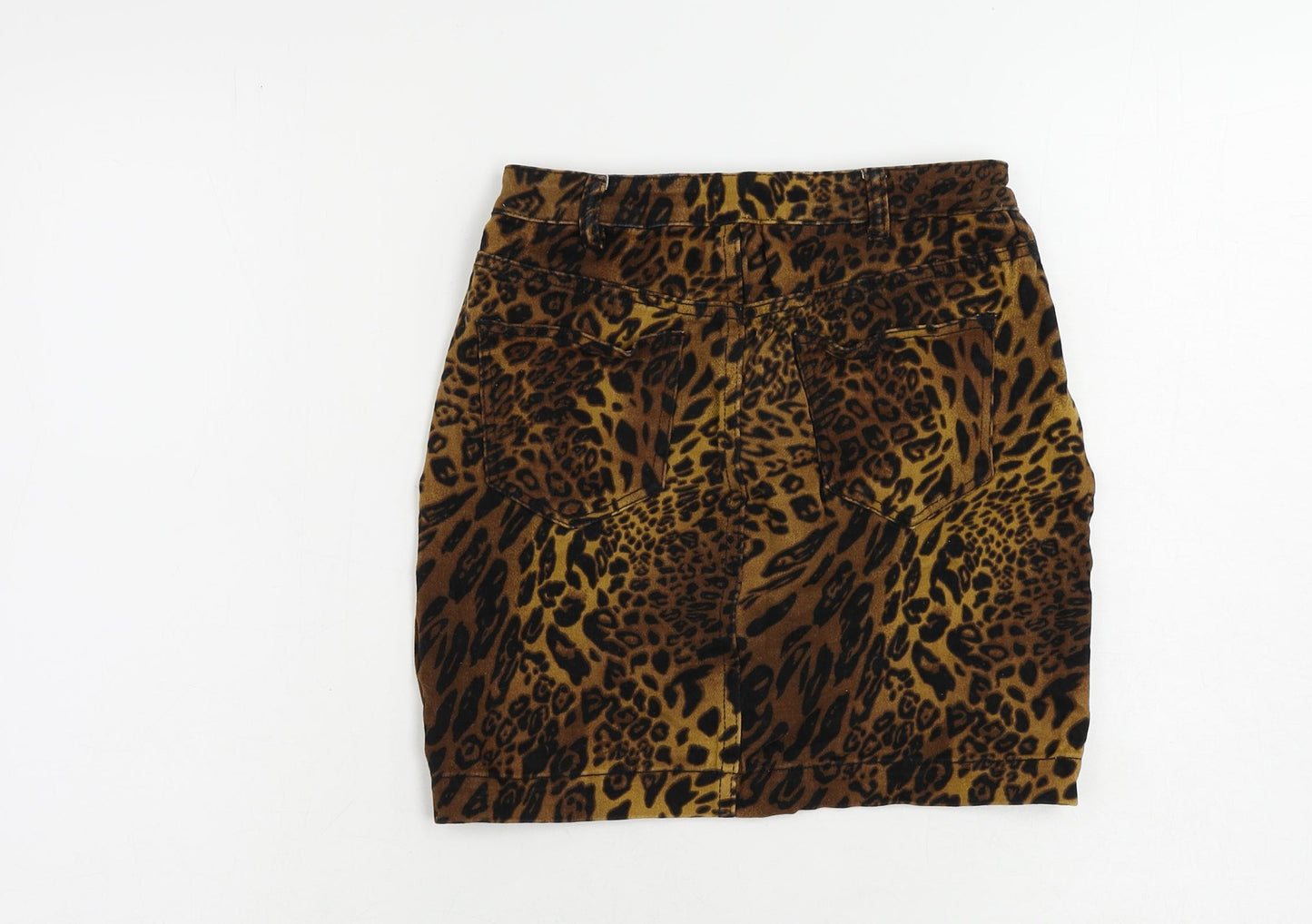 Missguided Womens Brown Animal Print Cotton Mini Skirt Size 6 Zip - Leopard Print