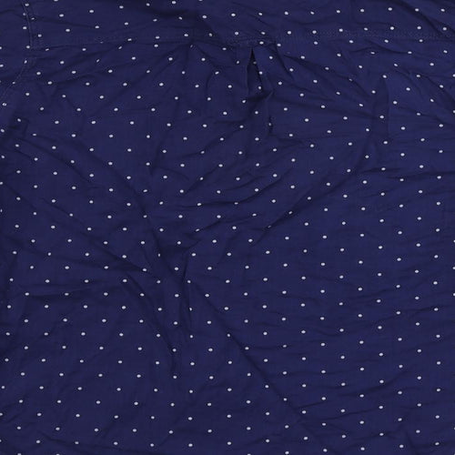 H&M Womens Blue Polka Dot Cotton Basic Button-Up Size 10 Collared