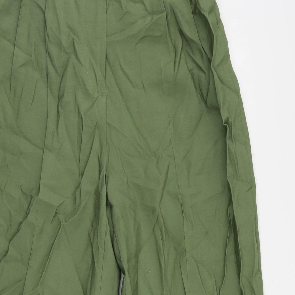 Bershka Womens Green Viscose Trousers Size 6 L30 in Regular Zip