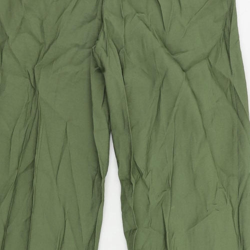 Bershka Womens Green Viscose Trousers Size 6 L30 in Regular Zip