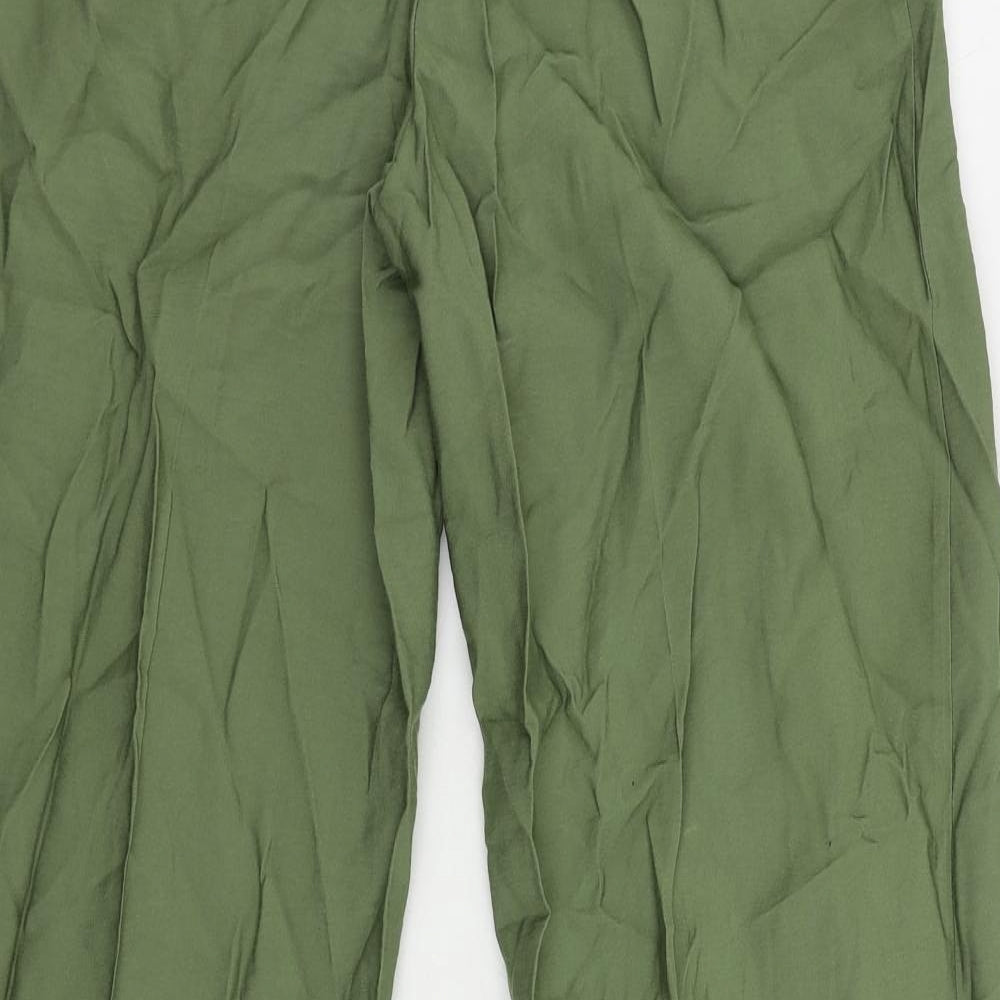 Bershka Womens Green Viscose Trousers Size 6 L30 in Regular Zip