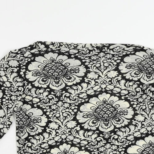 Wallis Womens Black Paisley Polyester Basic Blouse Size 12 Boat Neck - Slash Neckline
