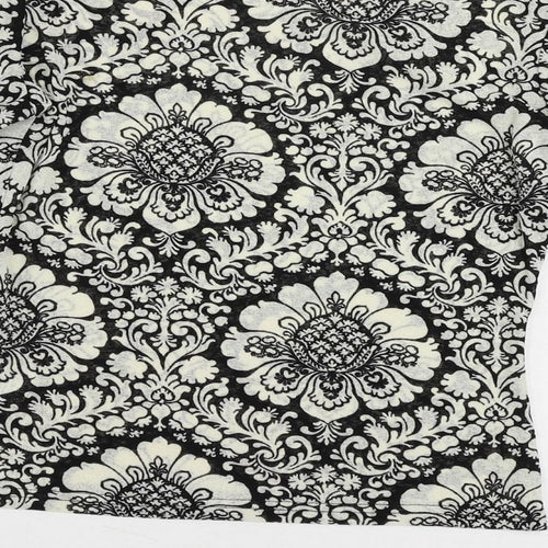 Wallis Womens Black Paisley Polyester Basic Blouse Size 12 Boat Neck - Slash Neckline