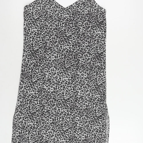 Boohoo Womens Grey Animal Print Polyester Slip Dress Size 8 V-Neck Pullover