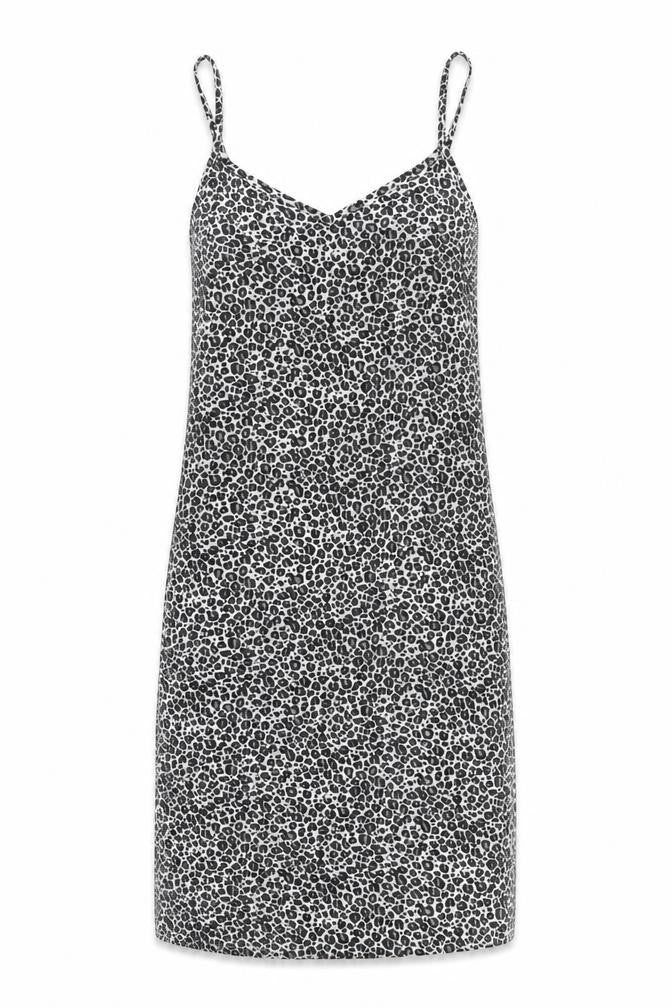 Boohoo Womens Grey Animal Print Polyester Slip Dress Size 8 V-Neck Pullover