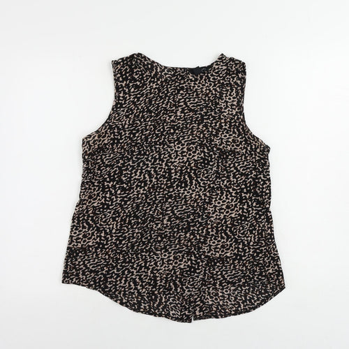 New Look Womens Black Geometric Polyester Basic Tank Size 12 Round Neck