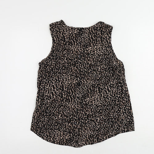 New Look Womens Black Geometric Polyester Basic Tank Size 12 Round Neck