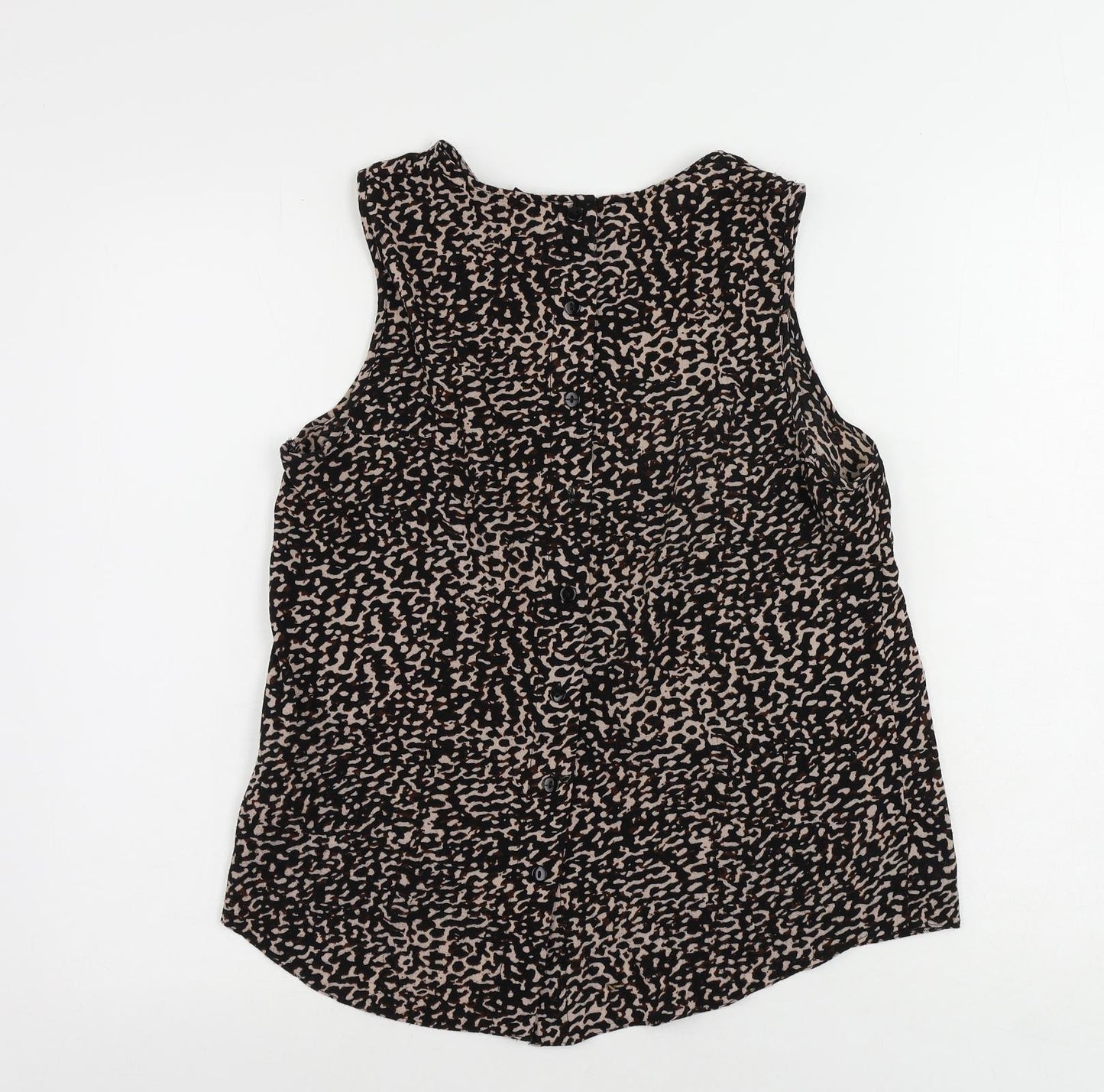 New Look Womens Black Geometric Polyester Basic Tank Size 12 Round Neck