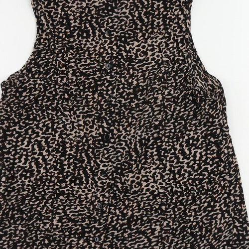 New Look Womens Black Geometric Polyester Basic Tank Size 12 Round Neck