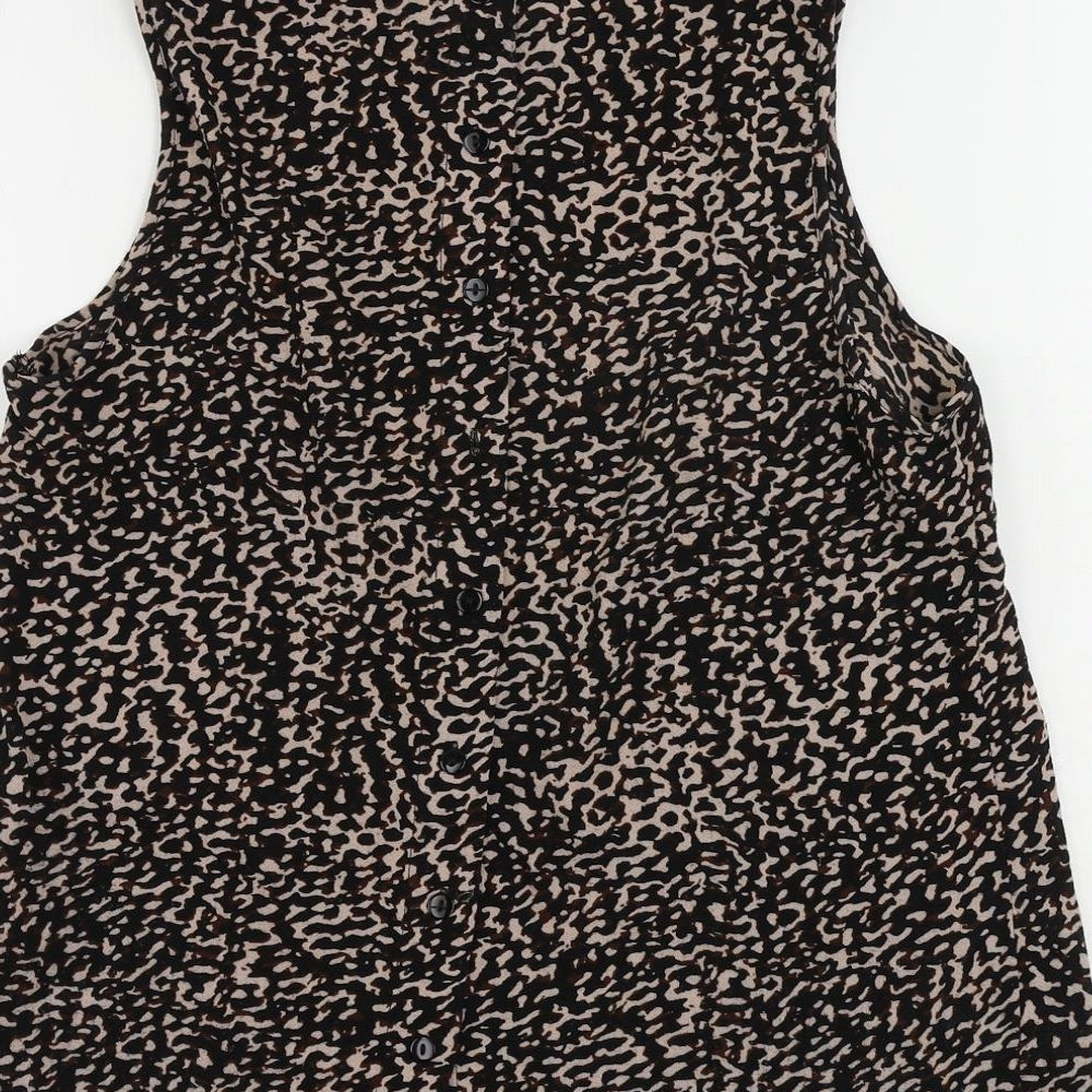 New Look Womens Black Geometric Polyester Basic Tank Size 12 Round Neck