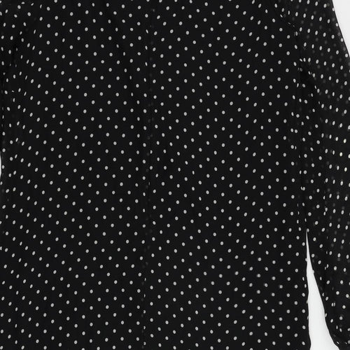 Wallis Womens Black Polka Dot Polyester Shift Size 14 Boat Neck Zip