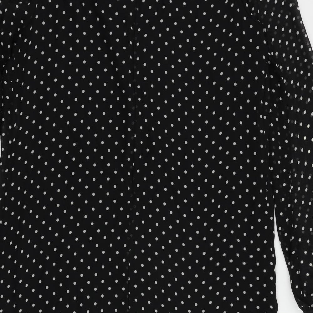 Wallis Womens Black Polka Dot Polyester Shift Size 14 Boat Neck Zip