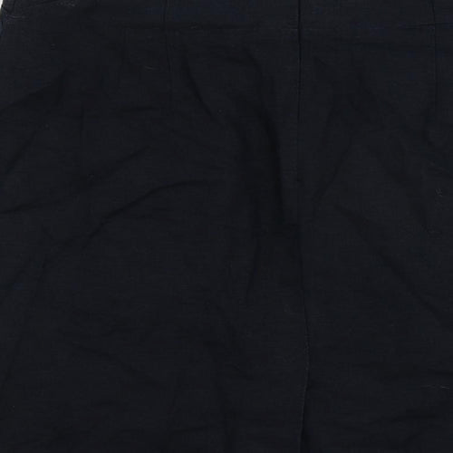 Marks and Spencer Womens Blue Linen Straight & Pencil Skirt Size 14 Zip - Pockets