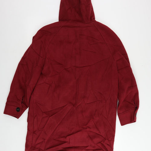 Marks and Spencer Womens Red Pea Coat Coat Size 12 Zip - Hooded