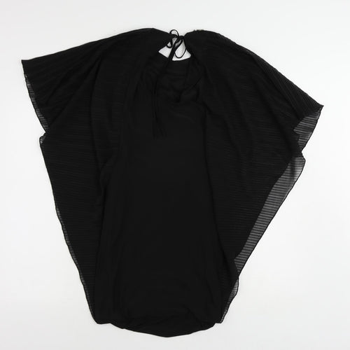 Jane Norman Womens Black Polyester Bodycon Size 10 Roll Neck Tie - Embellished Neckline