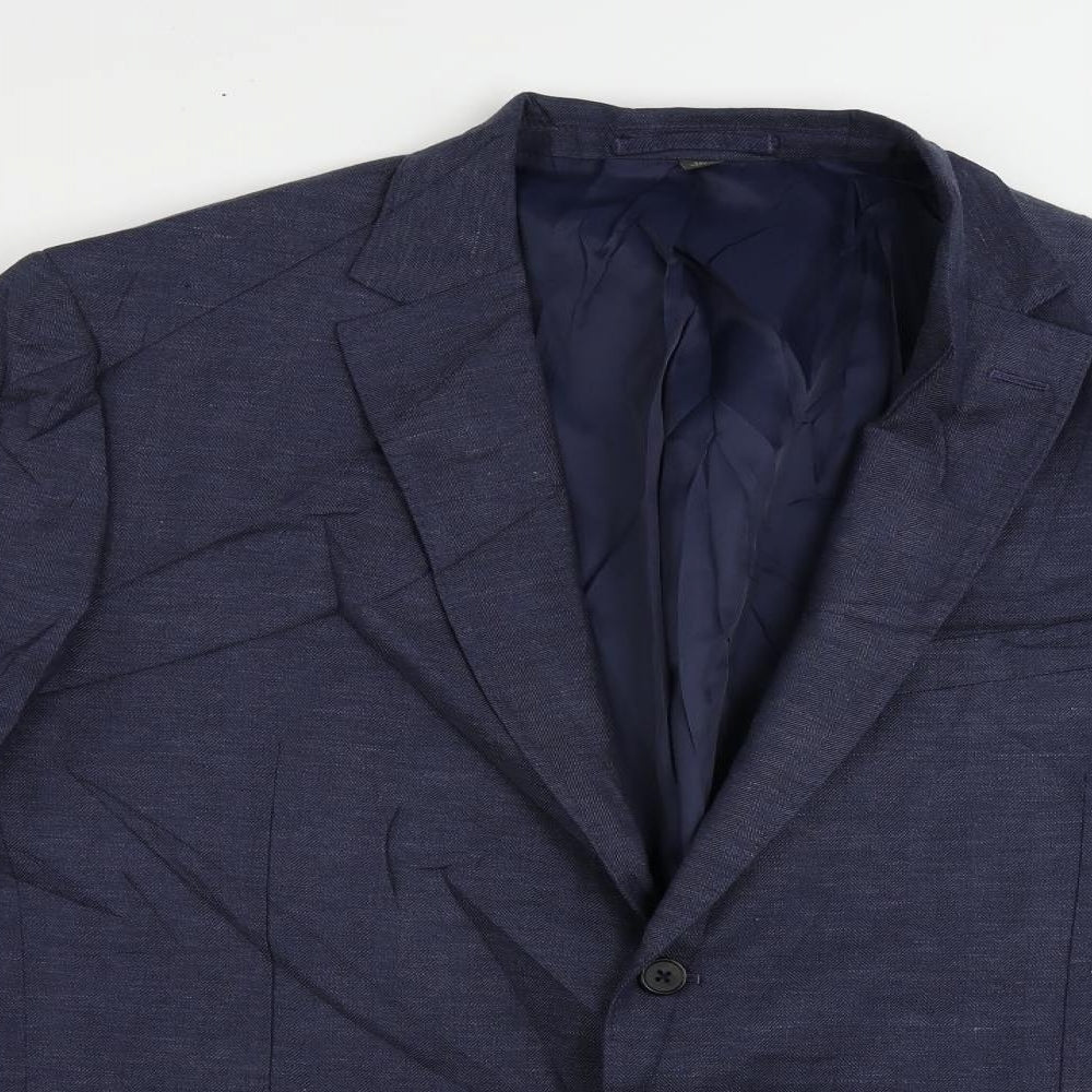 Marks and Spencer Mens Blue Polyester Jacket Suit Jacket Size 46 Regular