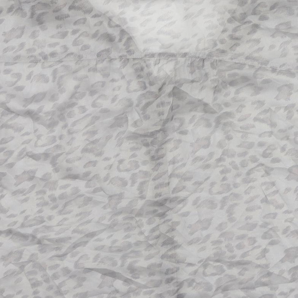 Marks and Spencer Womens Grey Animal Print Polyester Basic Button-Up Size 14 Collared - Sheer