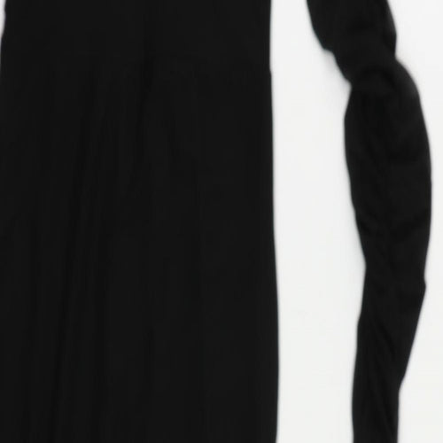 PRETTYLITTLETHING Womens Black Polyester Bodycon Size 8 Mock Neck - Ruched Sleeve