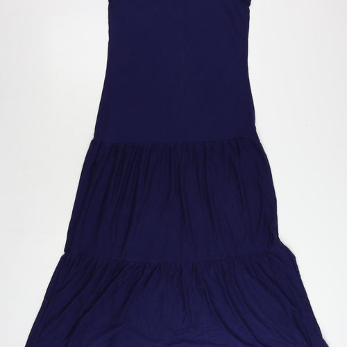 NEXT Womens Blue Cotton Maxi Size 12 Scoop Neck - Tiered