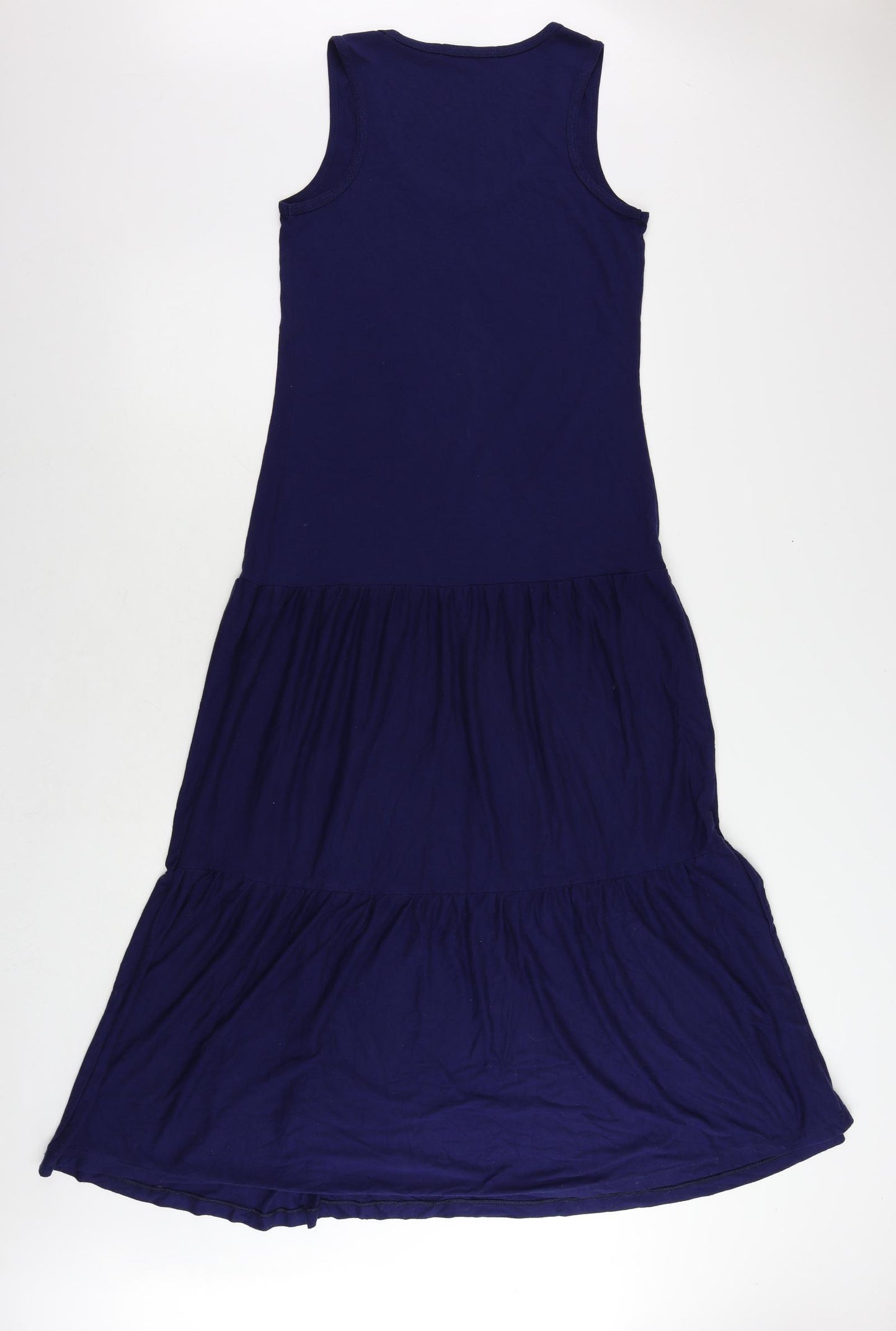 NEXT Womens Blue Cotton Maxi Size 12 Scoop Neck - Tiered