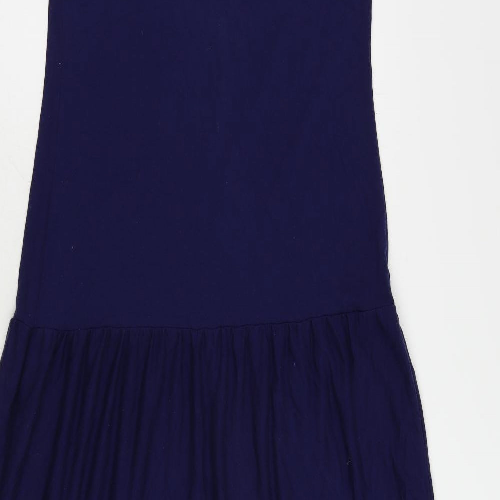 NEXT Womens Blue Cotton Maxi Size 12 Scoop Neck - Tiered