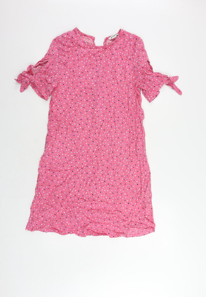 Monki Womens Pink Geometric Viscose A-Line Size XS Round Neck Button