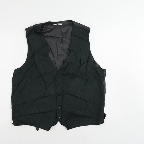 Marks and Spencer Mens Green Linen Jacket Suit Waistcoat Size 48 Regular