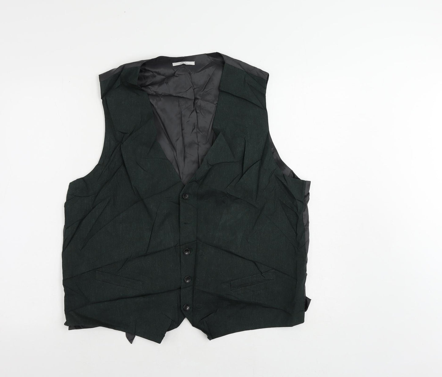 Marks and Spencer Mens Green Linen Jacket Suit Waistcoat Size 48 Regular