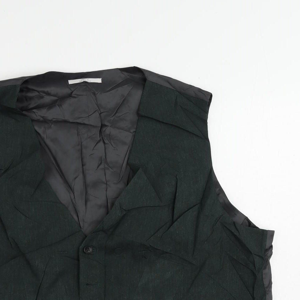 Marks and Spencer Mens Green Linen Jacket Suit Waistcoat Size 48 Regular
