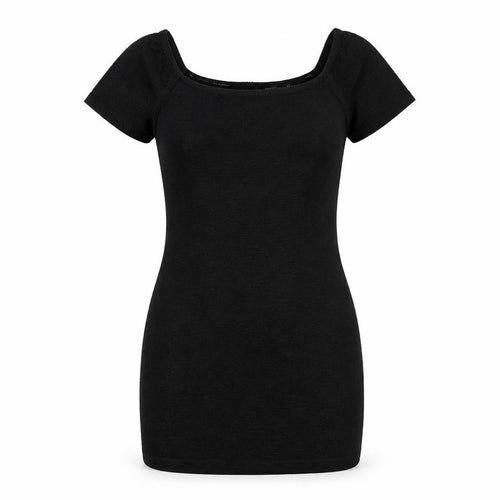 Nasty Gal Womens Black Cotton Mini Size 10 Boat Neck Zip - Textured