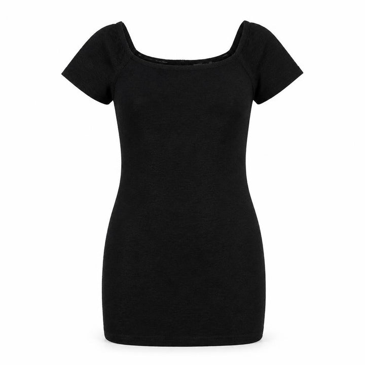 Nasty Gal Womens Black Cotton Mini Size 10 Boat Neck Zip - Textured