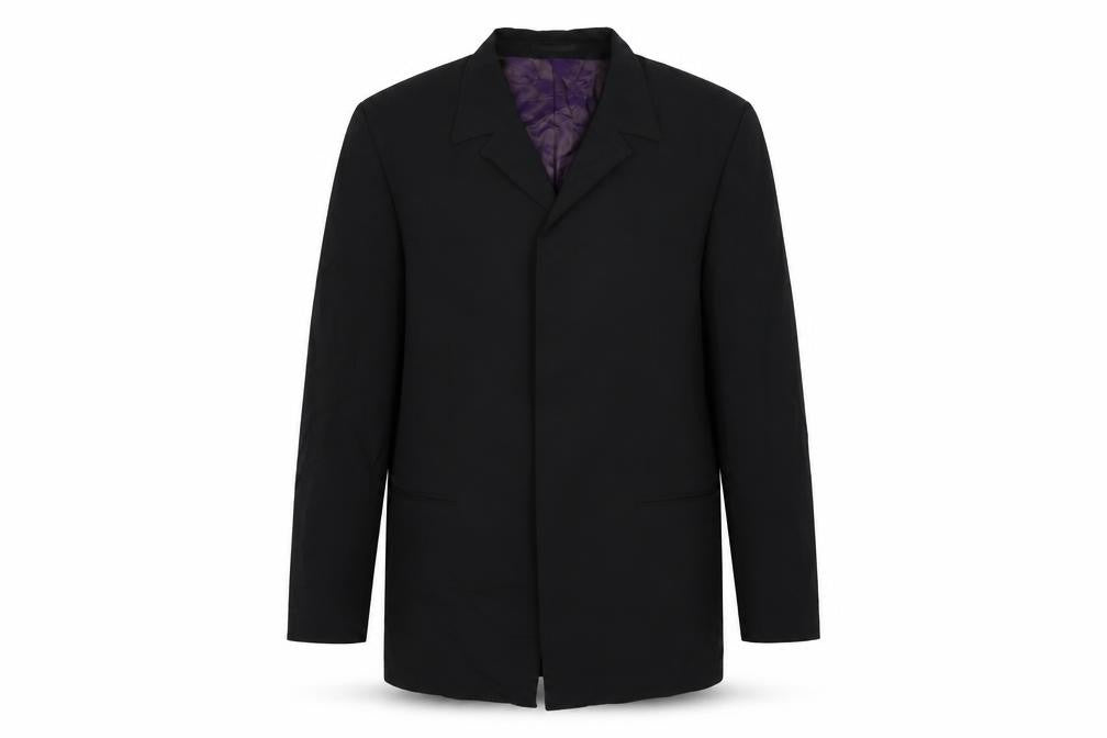 Front view of River Island men’s blue wool jacket suit jacket, size 44, regular