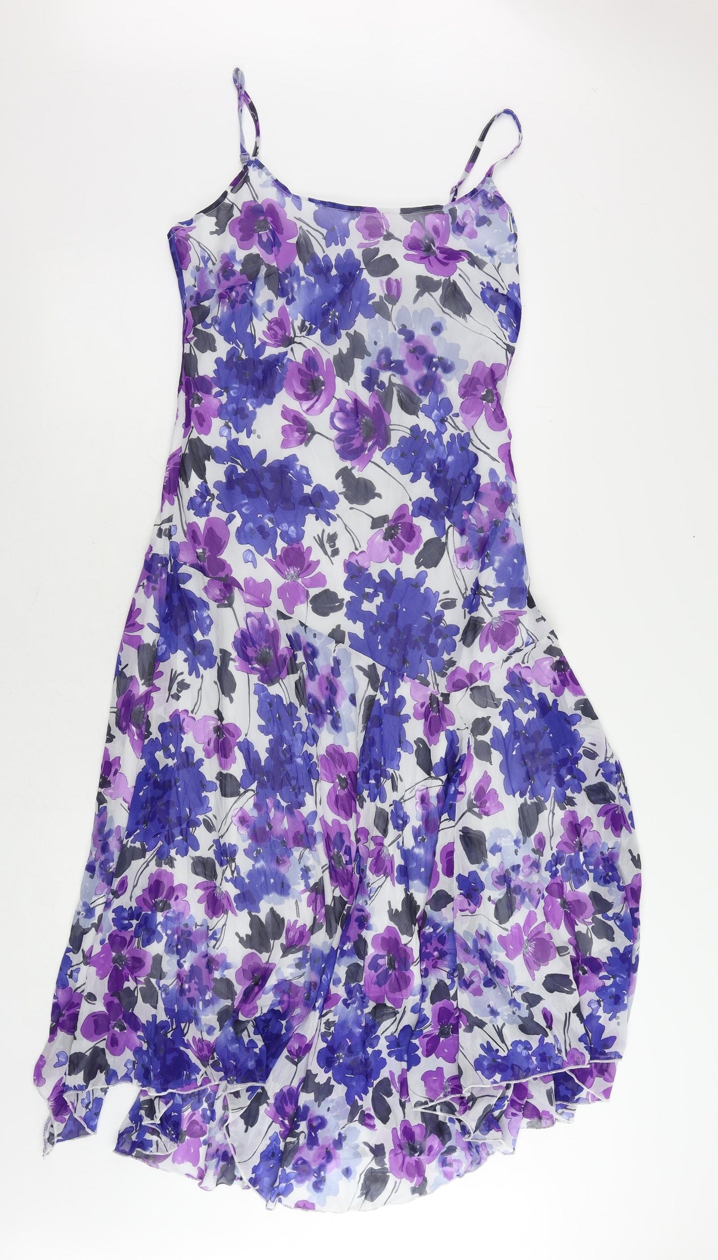 Per Una Womens Blue Floral Polyester Maxi Size 12 Round Neck Pullover